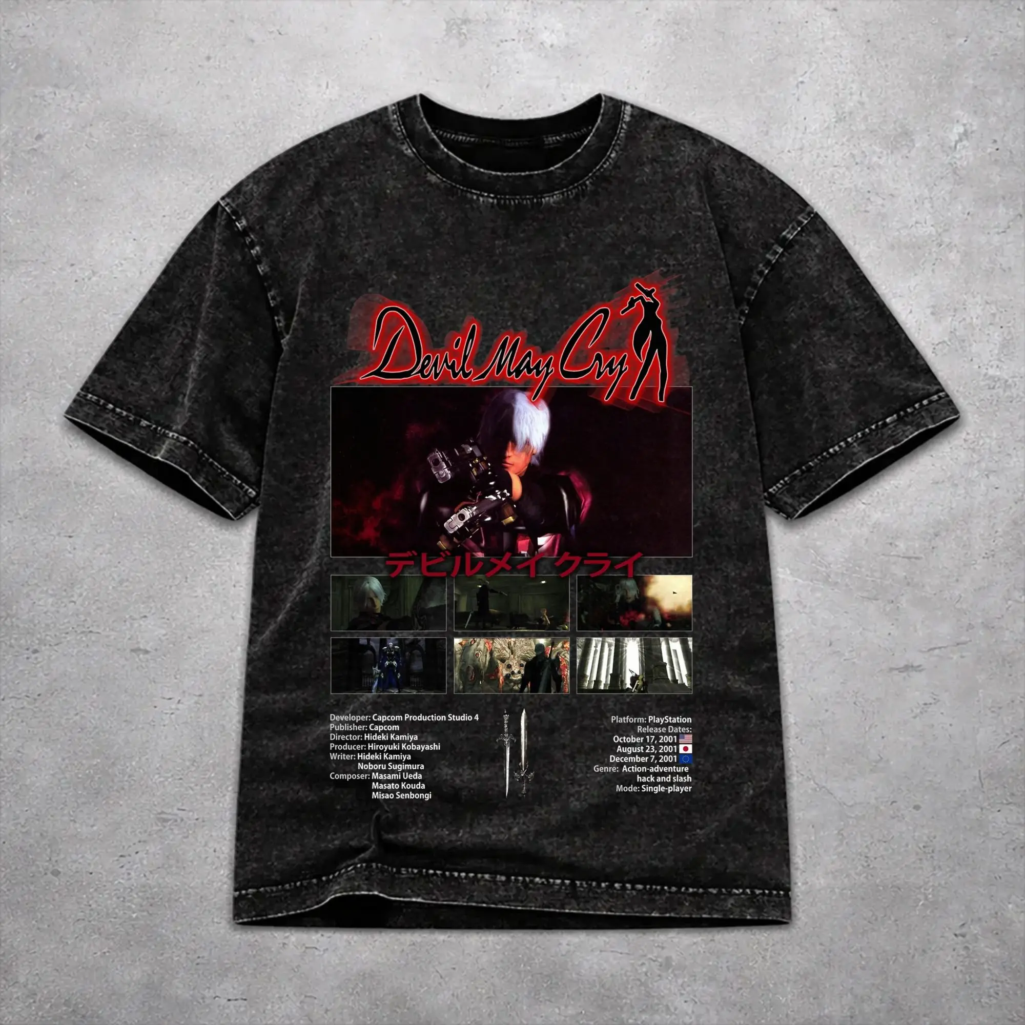 Novelty Women Men Devils May-Cry 3 Tee Shirt Washed Style  T Shirts Clothing