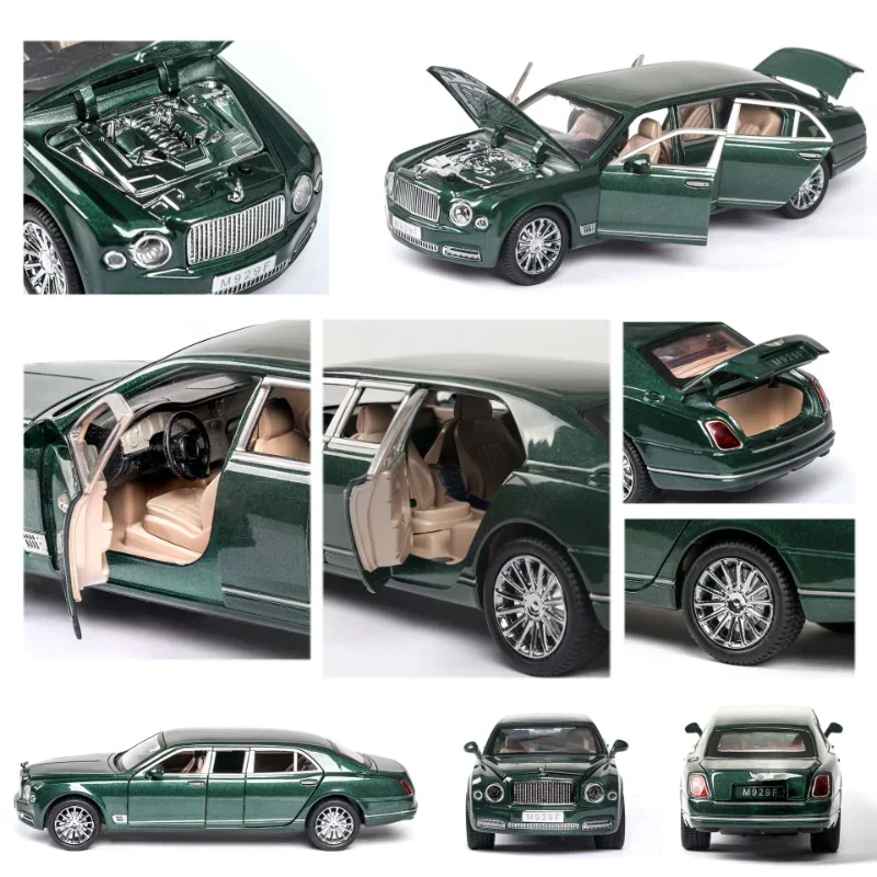 1:24 Bentley Mulsanne Car Model Simulation With Sound And Light Opening Door Metal Car Model Children\'s Toy Collection gift A115