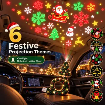Christmas Projector Light USB Powered Christmas Night Lights With 6 Holiday Patterns…