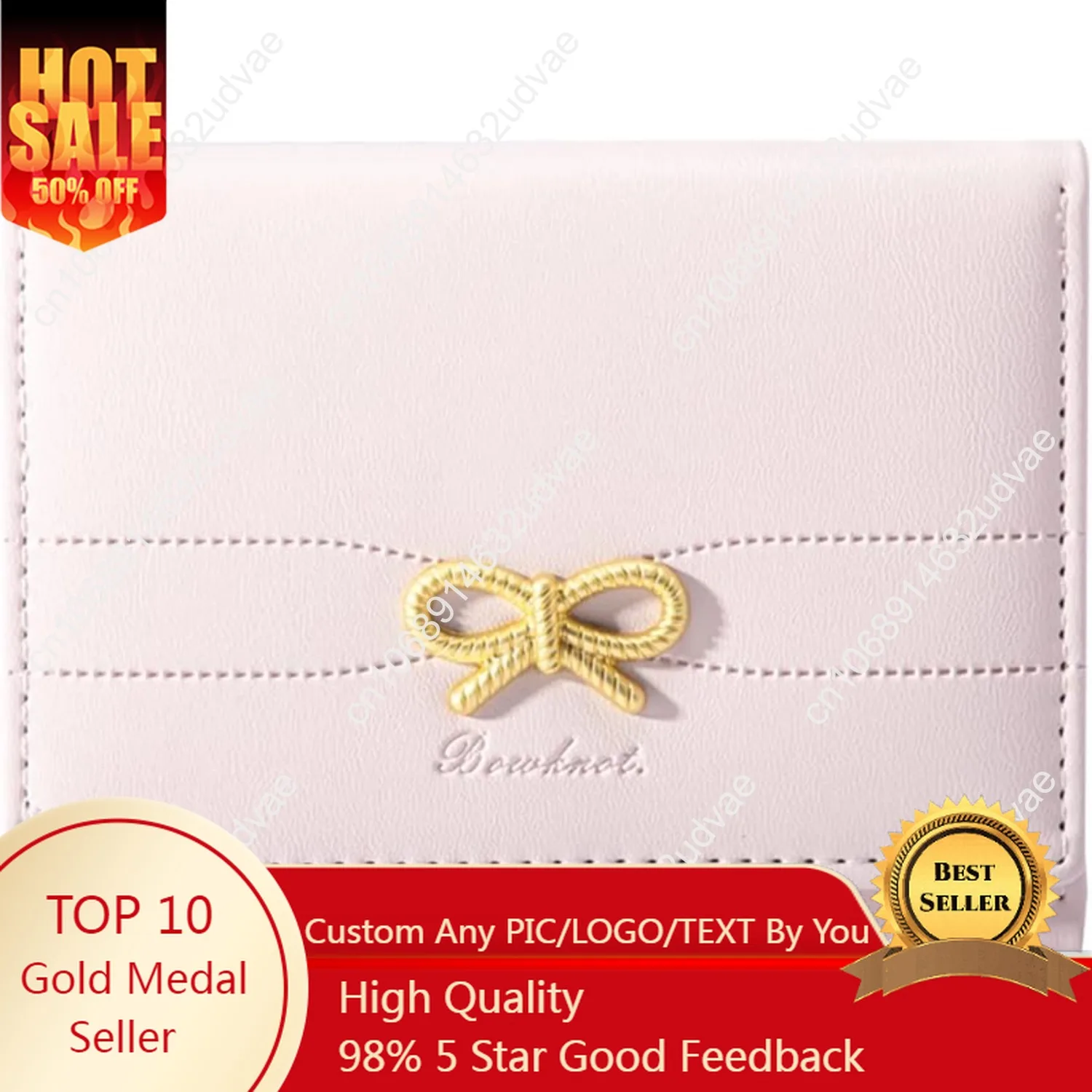 Sunwel Fashion Wallets Girls Cute Coquette Bow Small Wallet Aesthetic Card Holder ID Window Purse for Women (PINK)