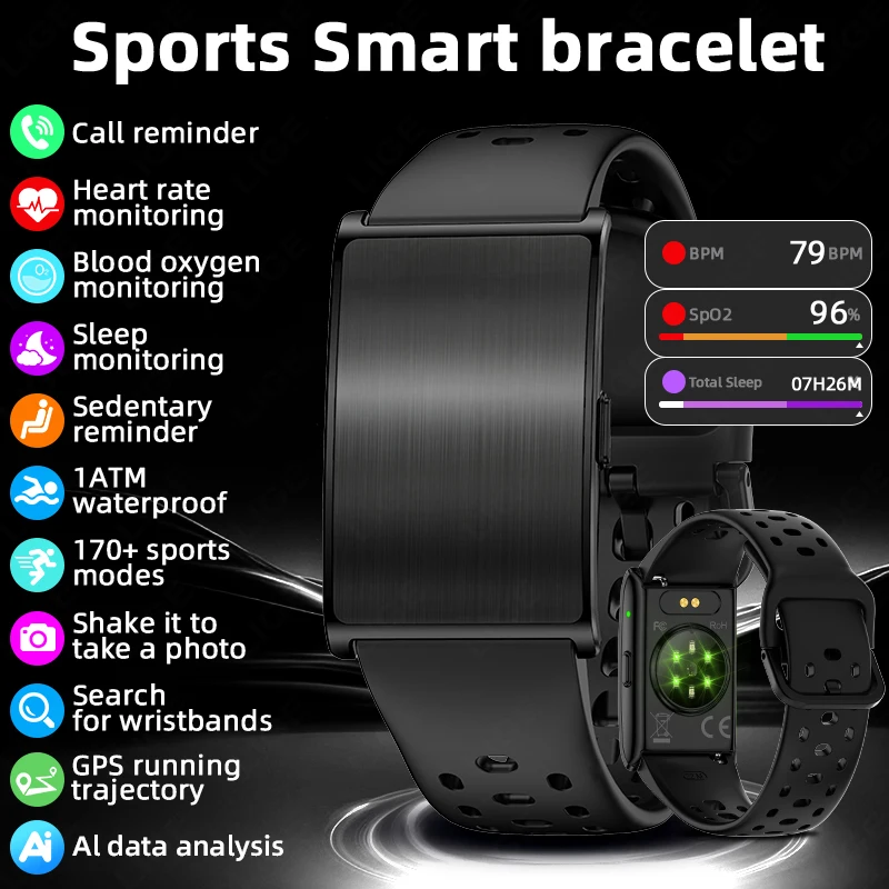 

LIGE GPS-треектория Спортивный смарт-браслет Сердечный ритм Артериальное давление HRV AI Отчет мониторинга здоровья Смарт-часы Браслет с напоминанием о вызове