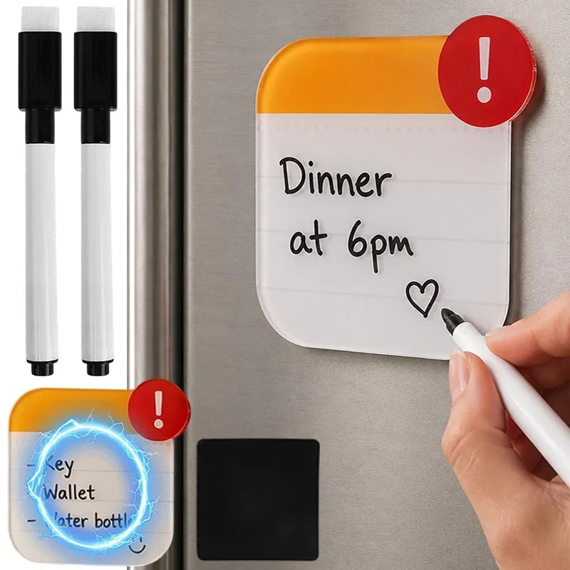 Acrylic Magnetic Message Board Reusable Dry Erase Fridge Whiteboard with Pen for Kitchen Grocery List Home Office Reminder Notes