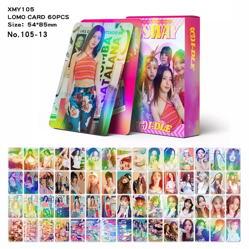 60pcs/set(G) I-DLE Laser Card I SWAY Album LOMO Card Yuqi Minnie Glitter Card Postcard Collector Card Holographic Photo Card