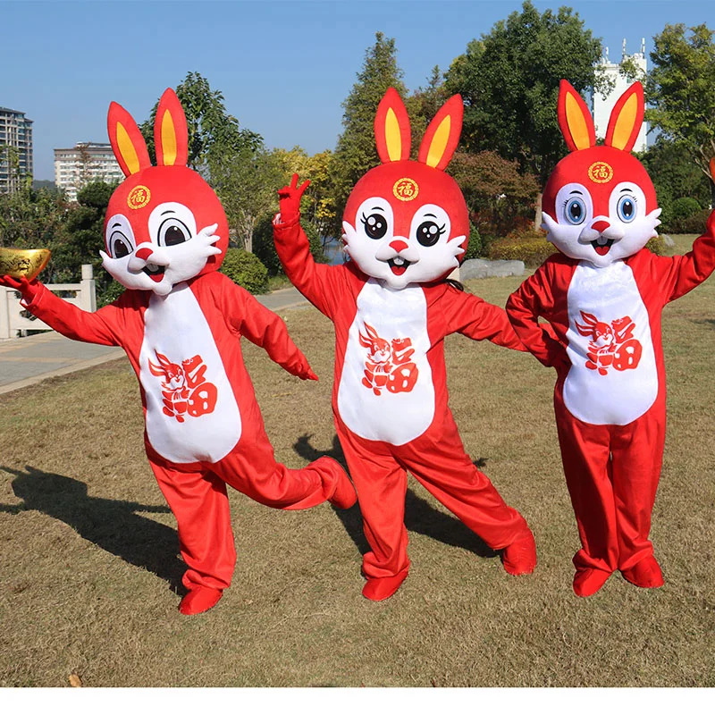 Customized Rabbit Mascot Costume Zodiac Rabbit Cosplay Cartoon Fursuti Annual Meeting Performance Props Headwear