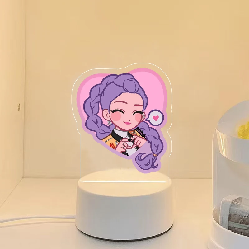 غرفة نوم أحادية اللون ضوء التحكم عن بعد 16 لون ضوء الليل ضوء K-Pop شيطان الصيادين Kawaii زوي رومي ميرا ساجا بنين سوبر ستار