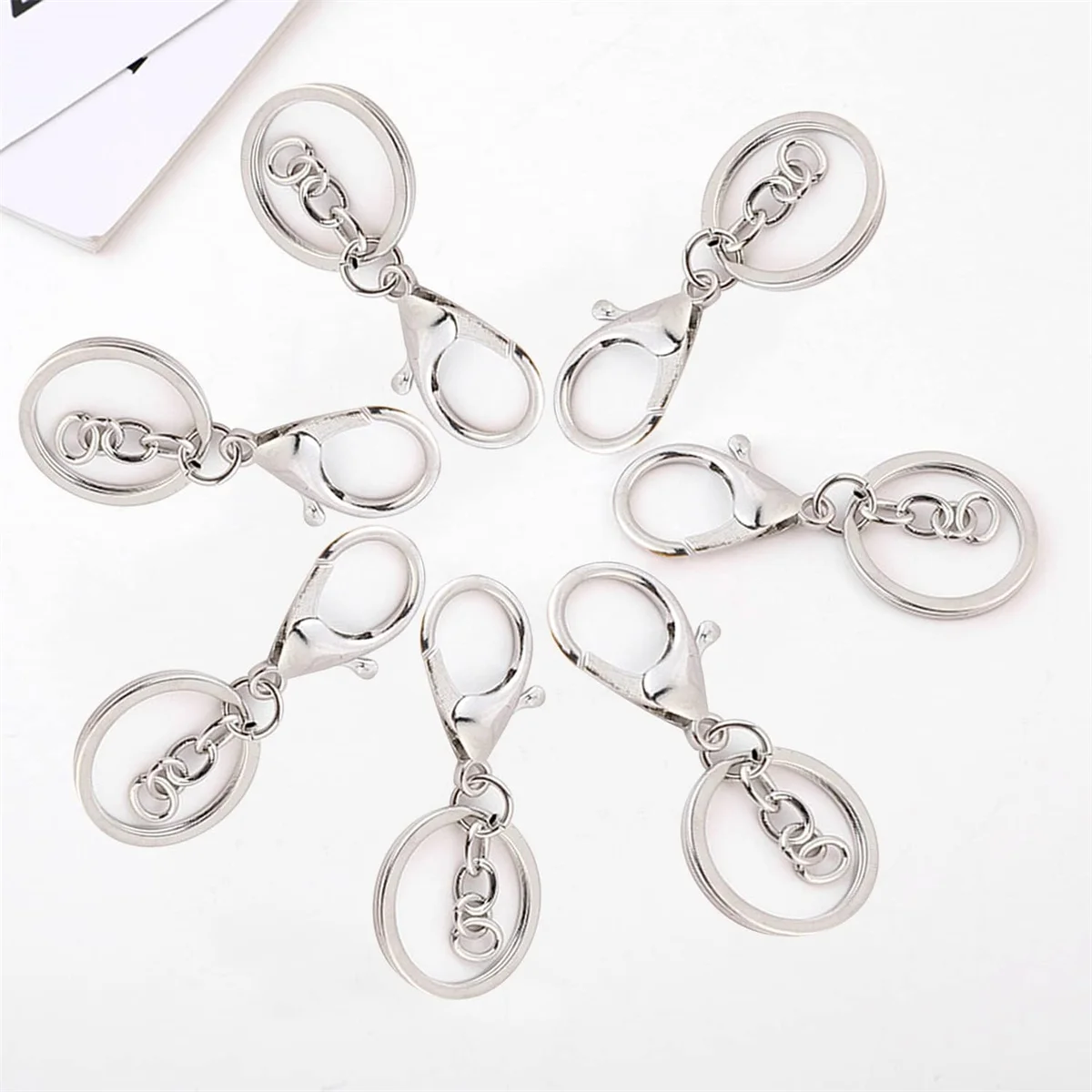 50PCS Metal lobster clasp with chain swivel spring hook with key ring lobster clasp suitable for DIY crafts keychain making