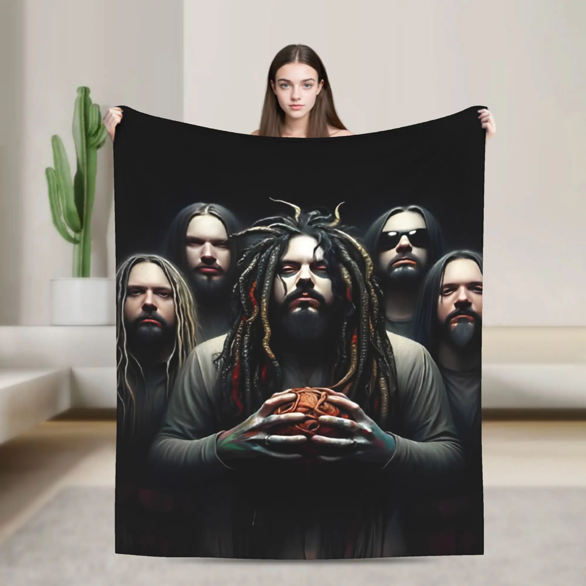 Korns Band Flannel Throw Blanket Nu Metal Band Neidermeyers Blanket for Bedding Bedroom Lightweight Thin Bedding Throws