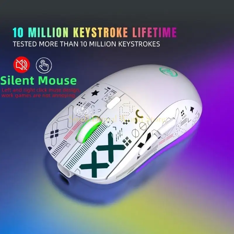 77UB RGB Maus-Tri-Mode 2.4GHz Dual-Bluetooth-kompatibler 3600DPI-Sensor einstellbar