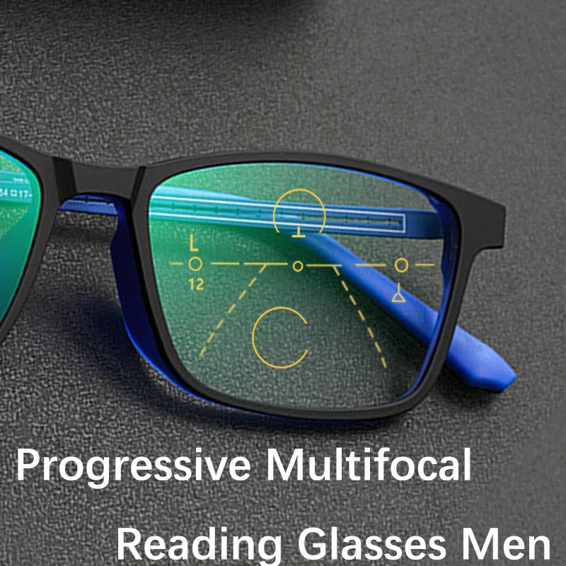 Men Photochromic Multifocal Reading Glasses Block Harmful Rays Optics Protection Glasses Women TR90 Ultralight Titanium Alloy+75