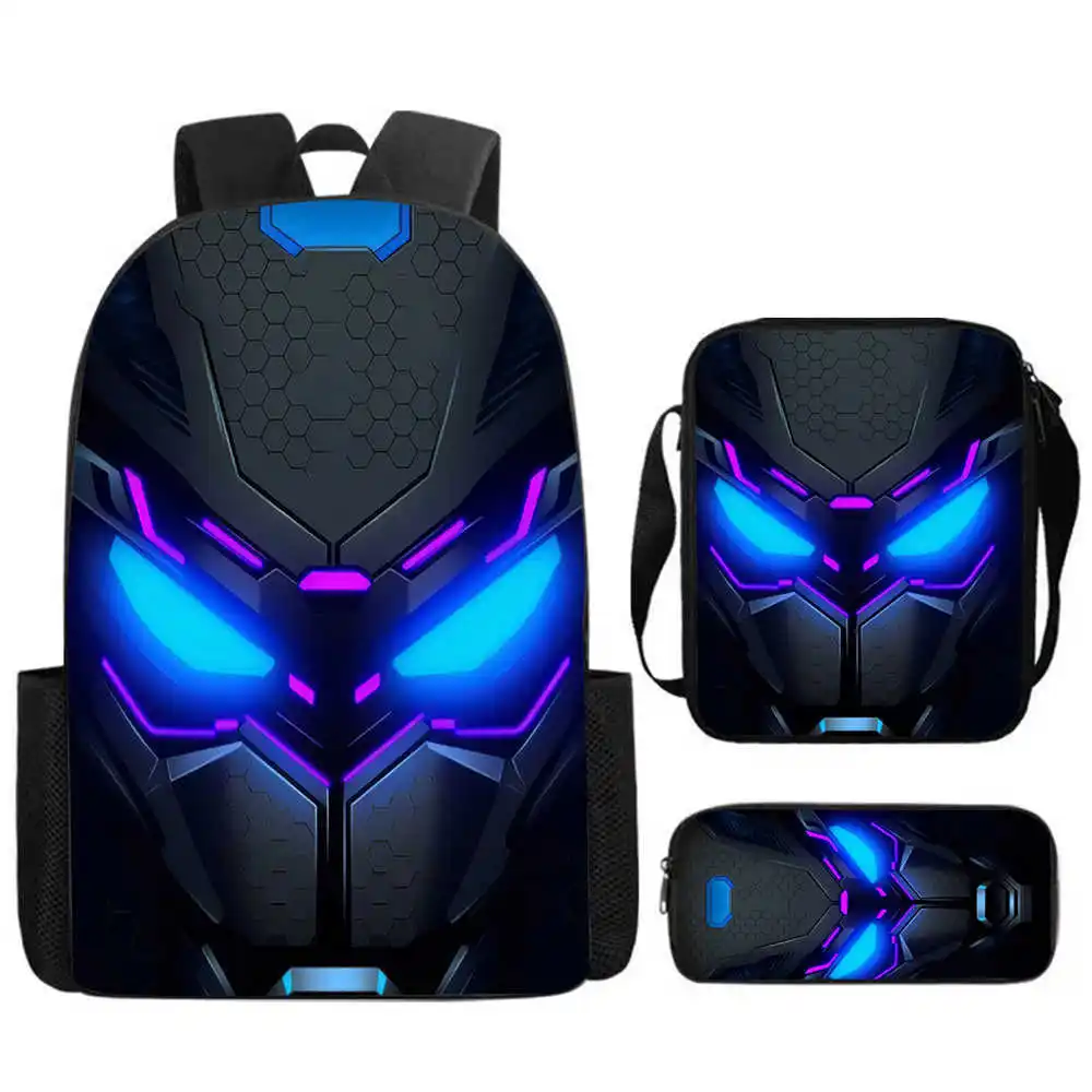 Cyberpunk Style 3Pcs Set Backpack for Kids Boys Girls Students School Bag with Shoulder Bag Pencil Case Lightweight