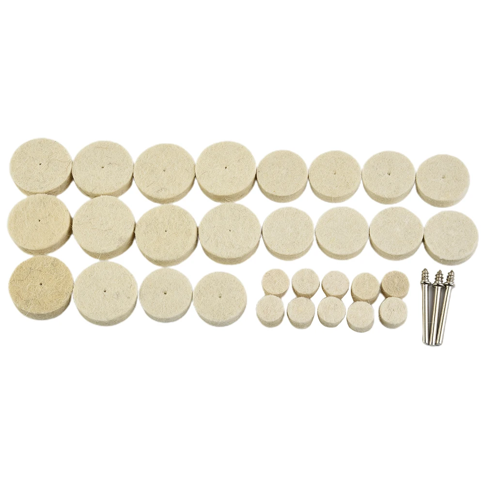 33pcs Buffing Wheel Kit Wool Felt Polishing Wheel Cloth Buffing Disc Jewelry Mirror Sanding Pads Wool Wheels Rotary Tools