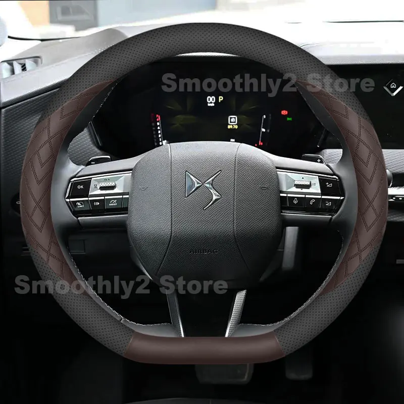 Leather Car Steering Wheel Cover For DS3 DS4 DS5 DS 7 Crossback Interior Accessories 6