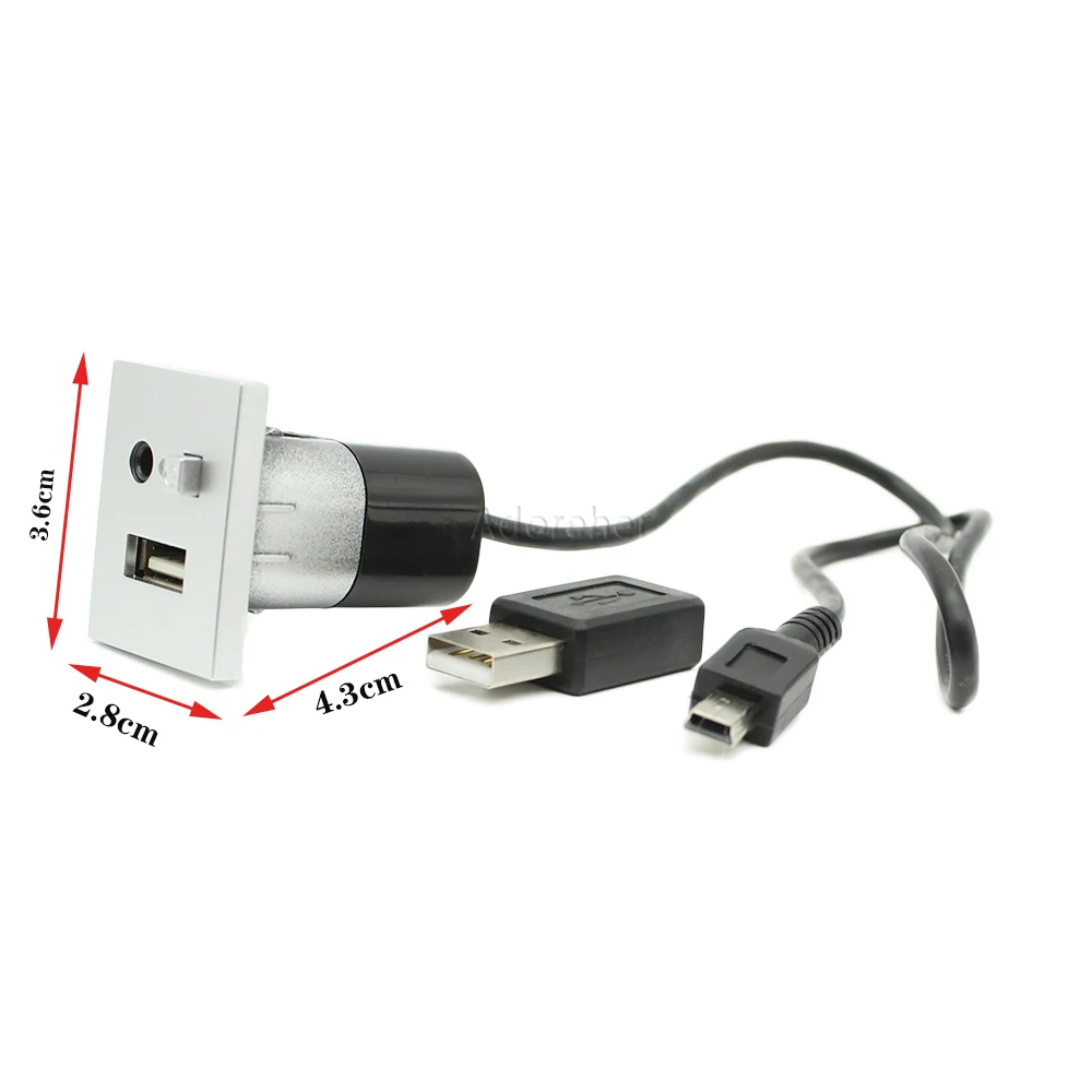 Car Mini USB Plug Interface Cable Adapter Connection for Ford Focus MK2 CD DVD AUX Control Button Switch Panel Cover