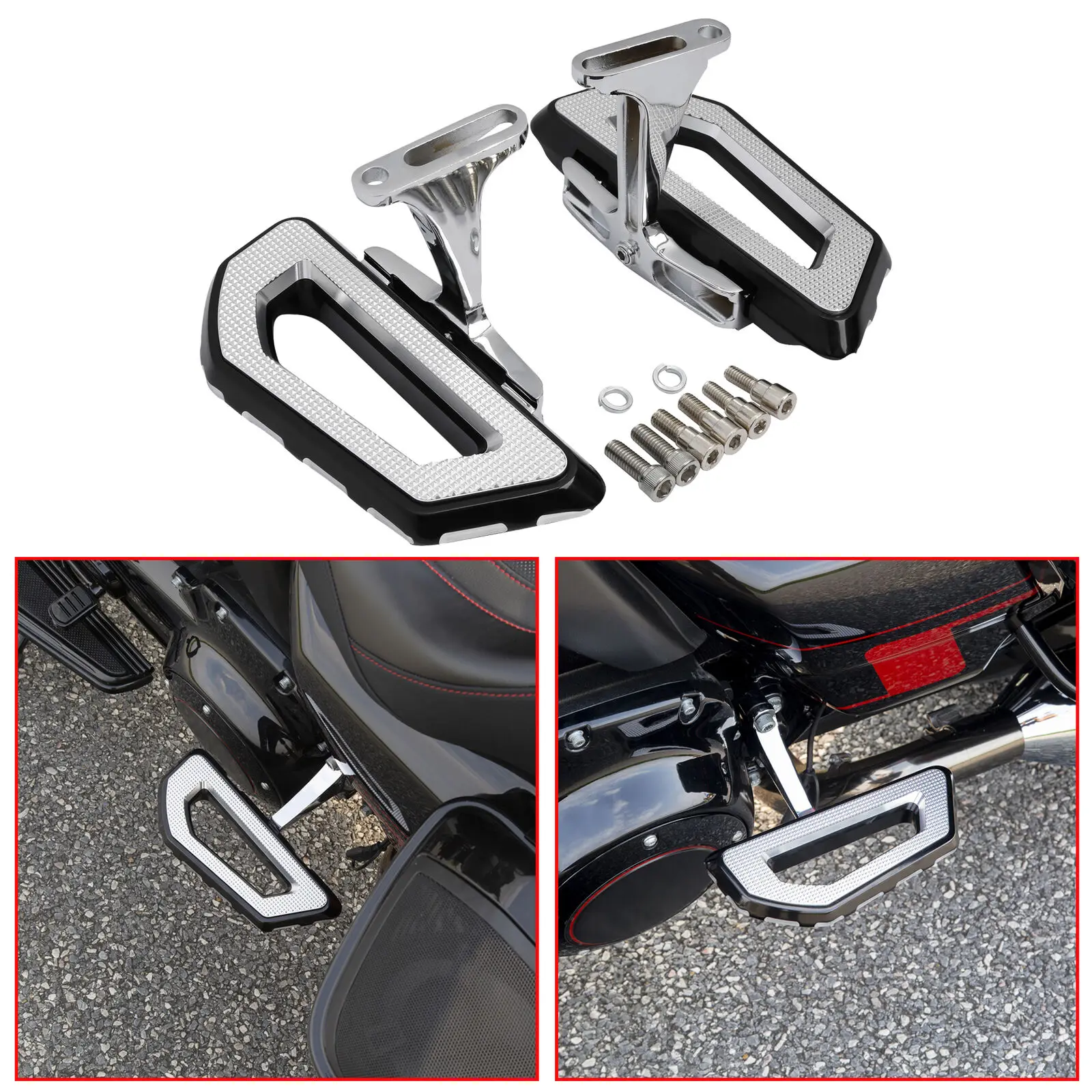 

Motorcycle Passenger Footboard Floorboard With Bracket Kit For Harley Touring Road King Street Glide Electra Glide 1993-2023 19