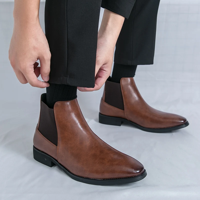 

Size 38-46 Men Business Chelsea Boots Casual Light Comfortable Office Fashion High-quality Ankle Boots Gentleman Boots Men
