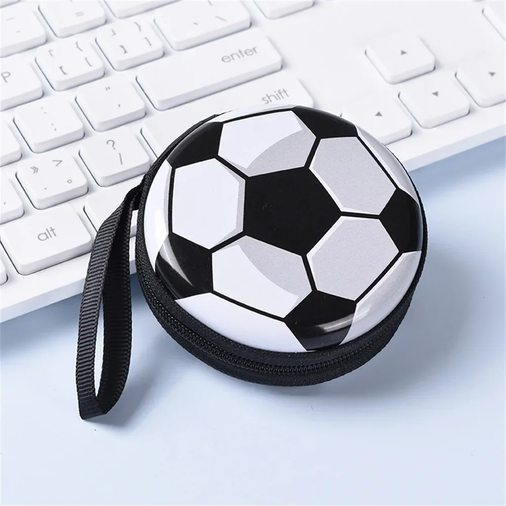 Small Ball Purses With Wristband Football Basketball Dinosaurs Printed Zipper Pouch For Coin Card Key Storage Earphone Box