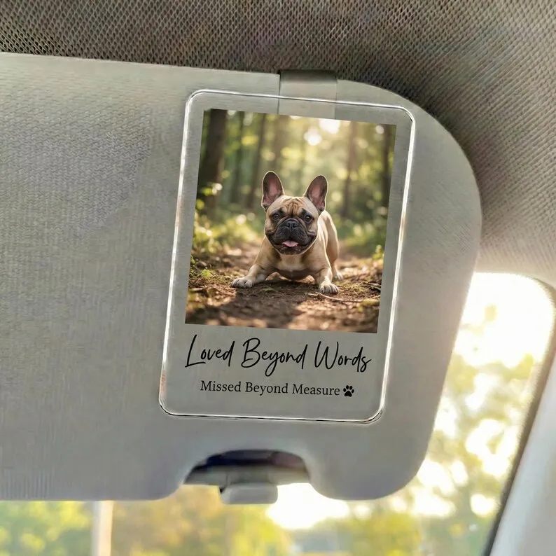 Custom Dog Picture Car Sun‑shade Visor Clip Personalised Pet Remembrance Ornament Sympathy Keepsake For Bereaved Pet Owner