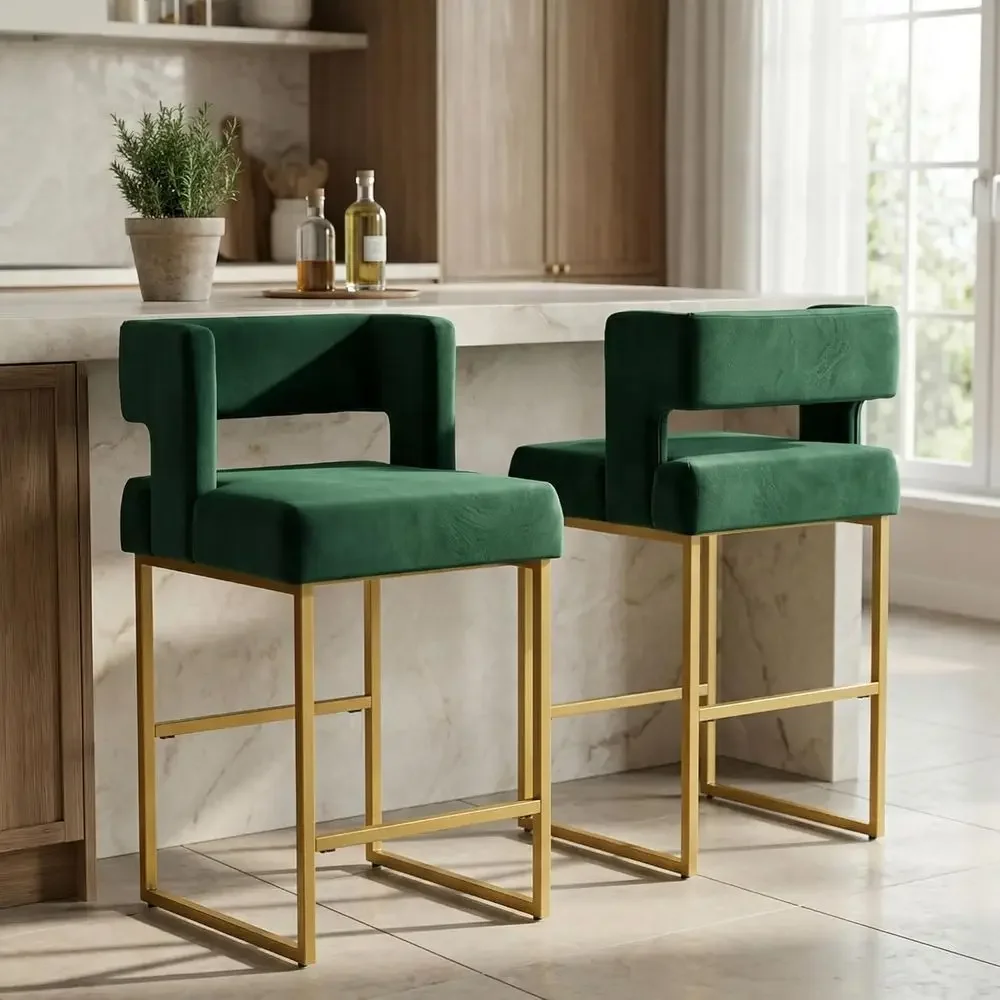 Set of 2 Green Velvet Bar Stoo - đánh giá và giá Home Bar And Counter