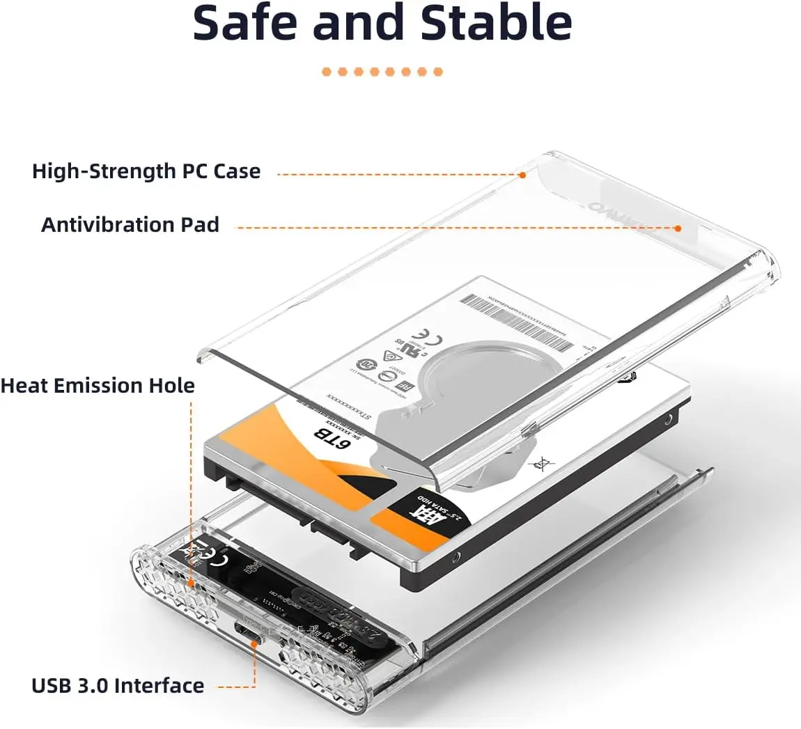 MAIWO-carcasa SATA SSD/HDD de 2,5 pulgadas para disco duro externo de 7mm y 9,5mm, adaptador de USB-C 3,0 a SATA de 5Gbps, estuche de almacenamiento con capacidad de 6TB