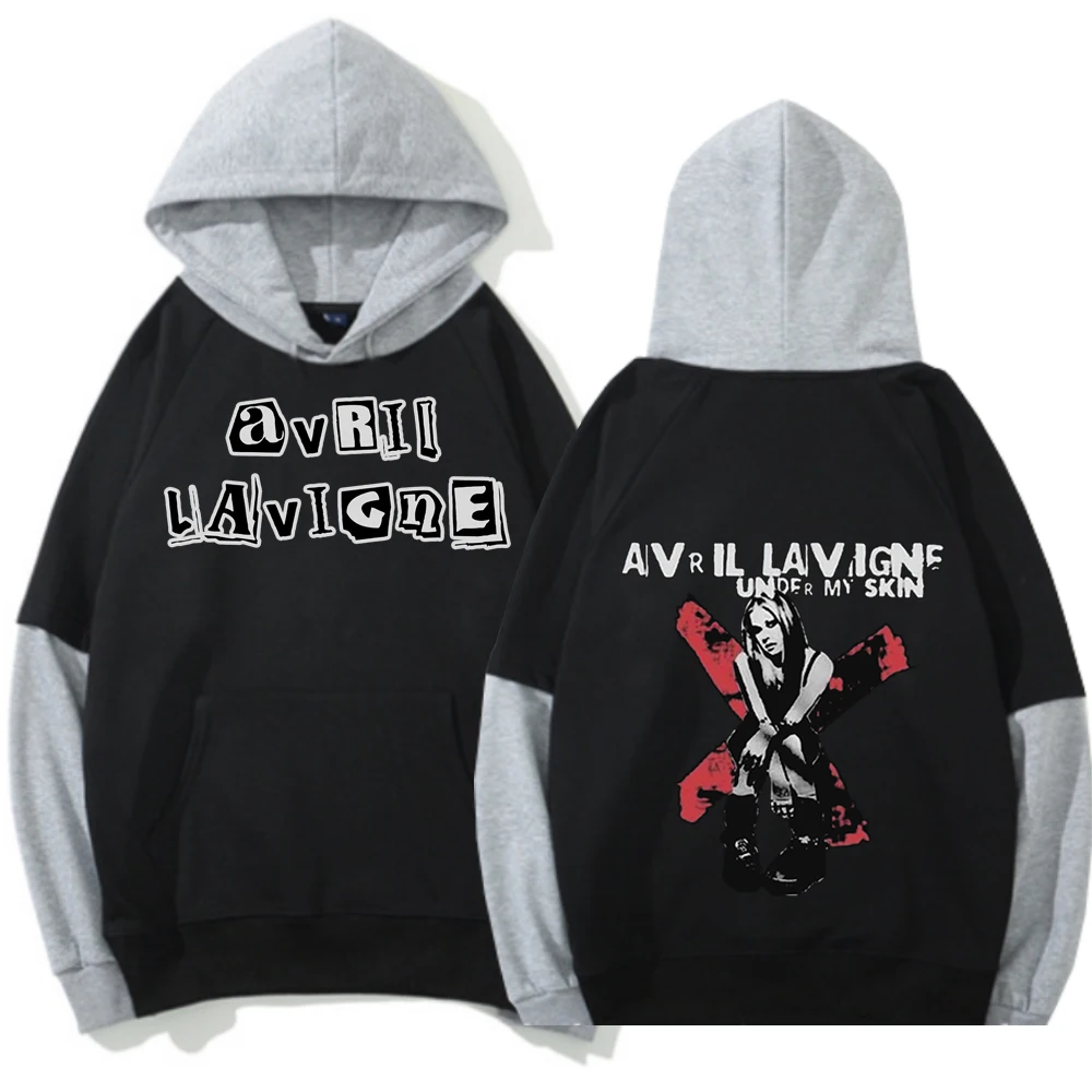 Avril Lavigne Greatest Hits Tour 2024 Bluza z kapturem Kontrastowy rękaw Kolorowy blok Harajuku Hip Hop Pullover Tops Bluza Prezent dla fanów