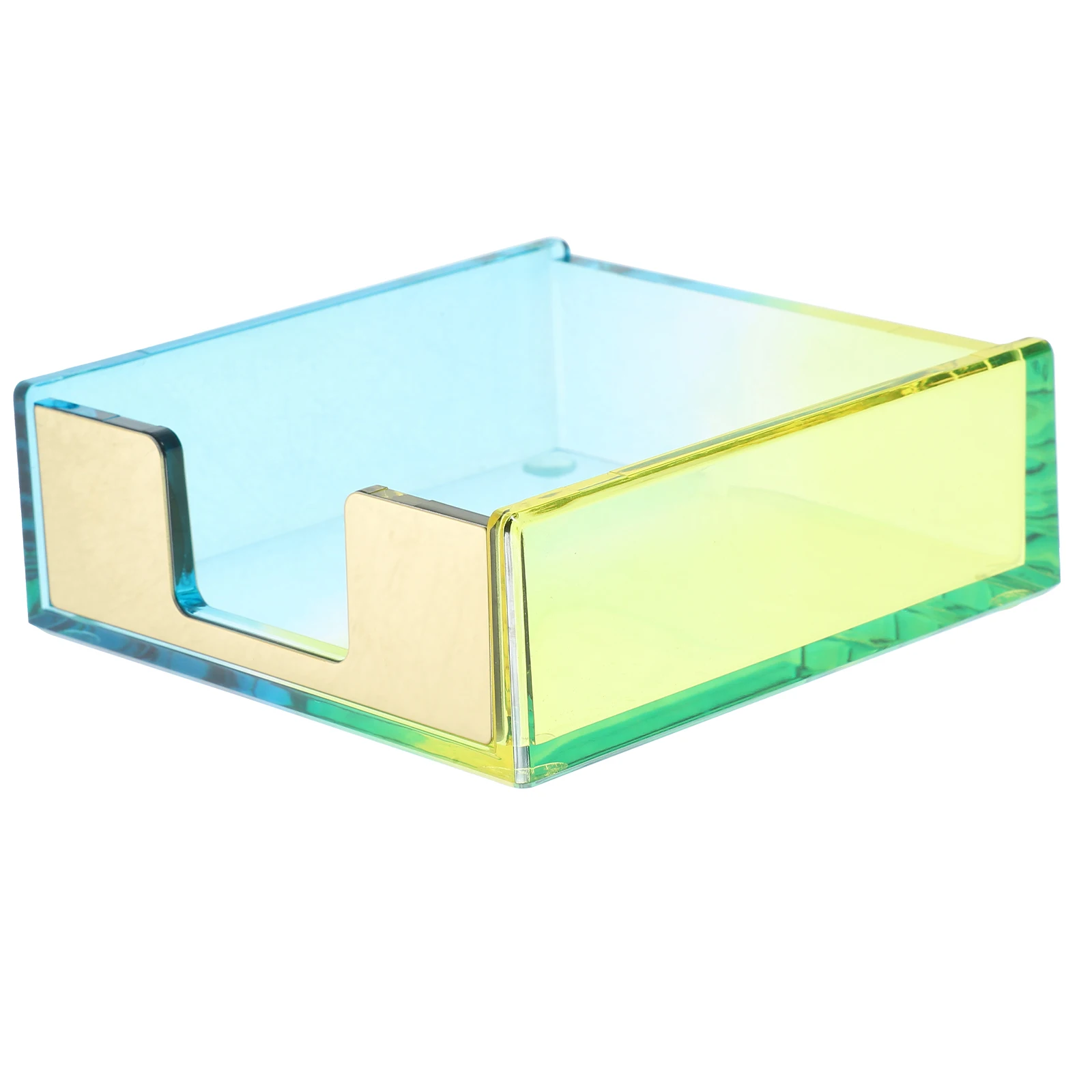 Gradient Acrylic Holder Blue Yellow Memo Papers Case Desk ganizer Storage Acrylic Notepad Box Box for Office Supplies