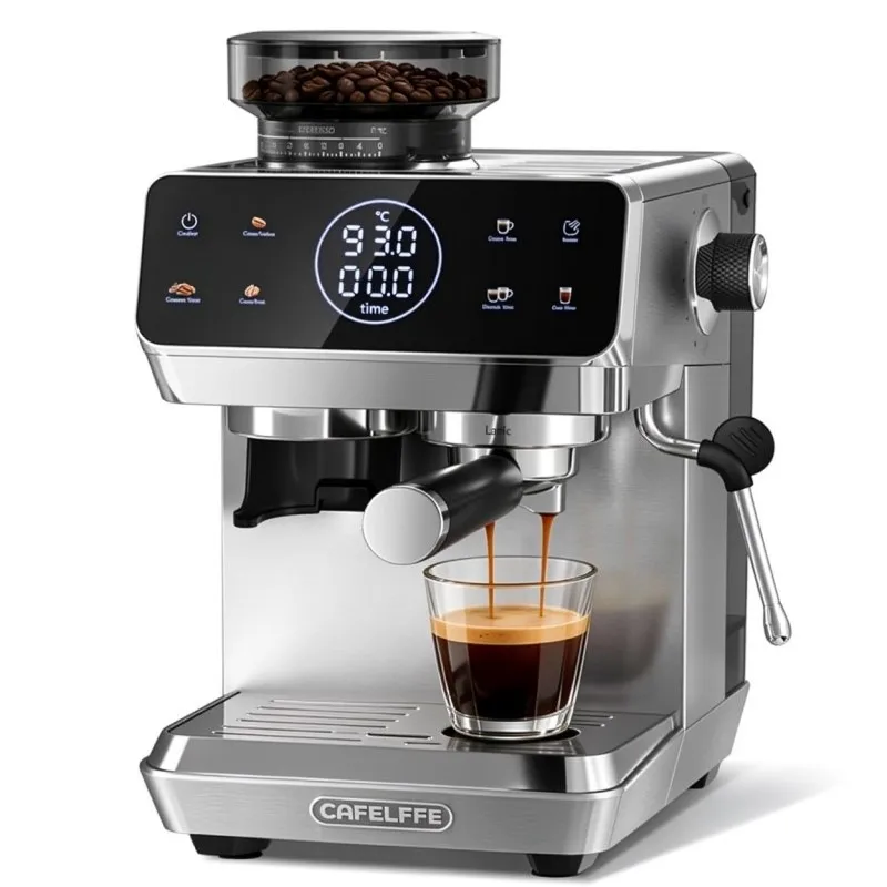 MK-903 Barista espressomachine met ingebouwde koffiemolen, koude extractietechnologie, koffiemachine met touchscreen en instelbare koffiehoeveelheid.