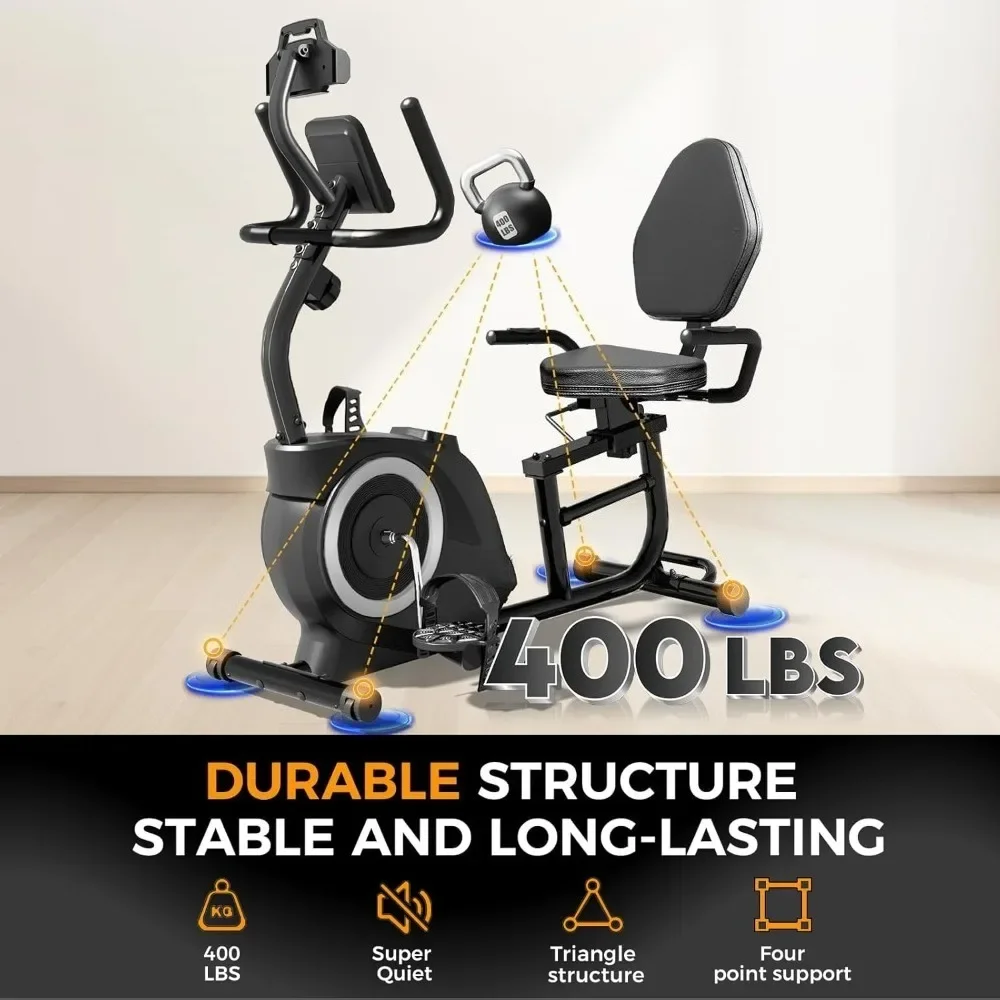 

Recumbent Exercise Bike for Home - 400LB Weight Capacity Whisper-Quiet Recumbent Stationary Bike
