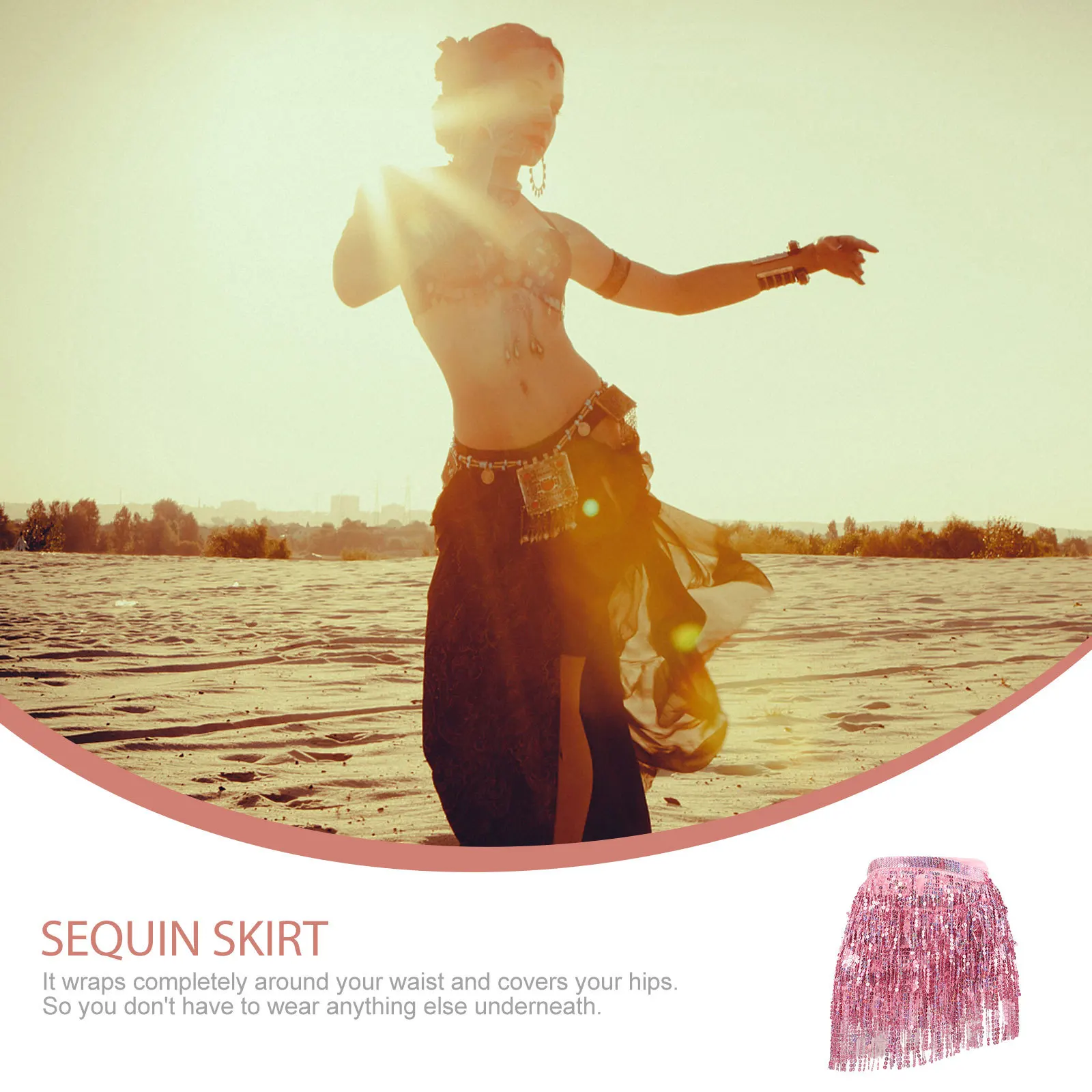 

Sequin Tassel Dance For Women Belly Dance Hip Skirt Sparkly Latin Skirt For Girl Party Halloween Performance