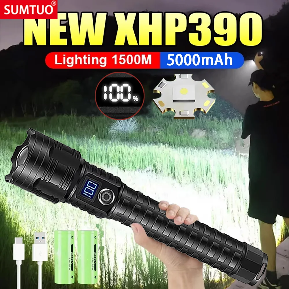 

XHP390 Most Powerful Flashlight Usb Rechargeable Flashlight Strong Light Military Tactical Lantern Camping Hunting Outdoor Torch