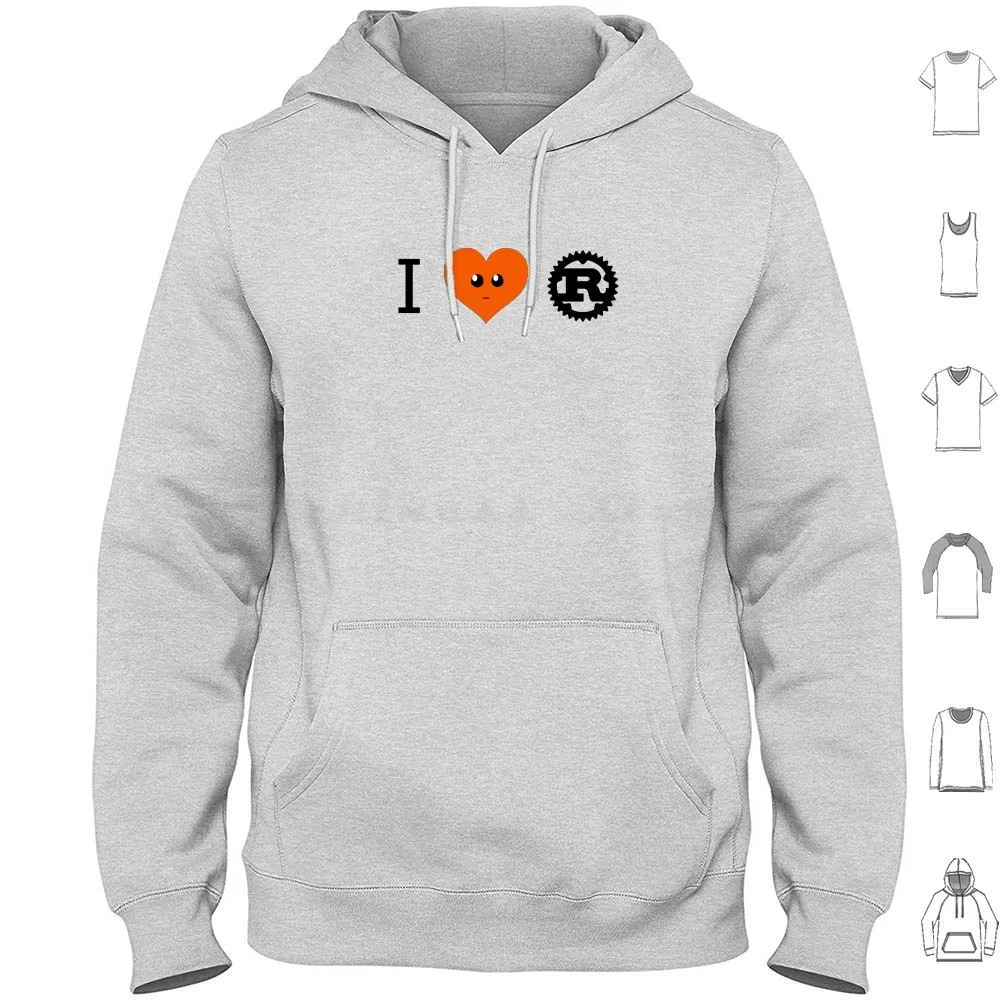 I Heart Rust-Ferris Hoodies Long Sleeve Rust Rust Lang Programming Software Coding Web Logo Ferris Crab Tech