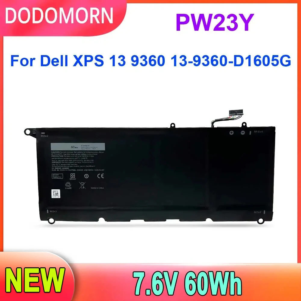 

Новый аккумулятор DODOMORN PW23Y для ноутбука DELL XPS 13 9360 серии RNP72 TP1GT 7,6 в 60 Вт/ч