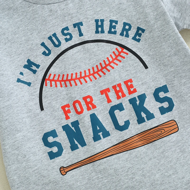 Baseball Toddler Baby Boy Clothes I m Just Here for the Snacks Raglan T Shirt Baseball Print Shorts Set Sports Outfit