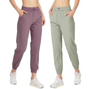 

Fabric Drawstring Running Sport Joggers Women Quick Dry Athletic Gym Fitness Sweatpants with Two Side Pockets Exercise Pants