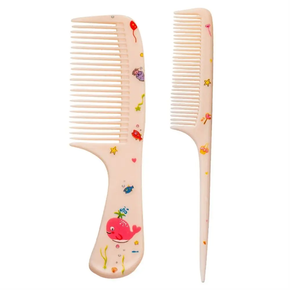 2pcs/set Cute Cartoon Kids Hairdressing Comb Anti-static Pointed Tail Comb for Girls Strawberry Fruit Hair Comb Kids