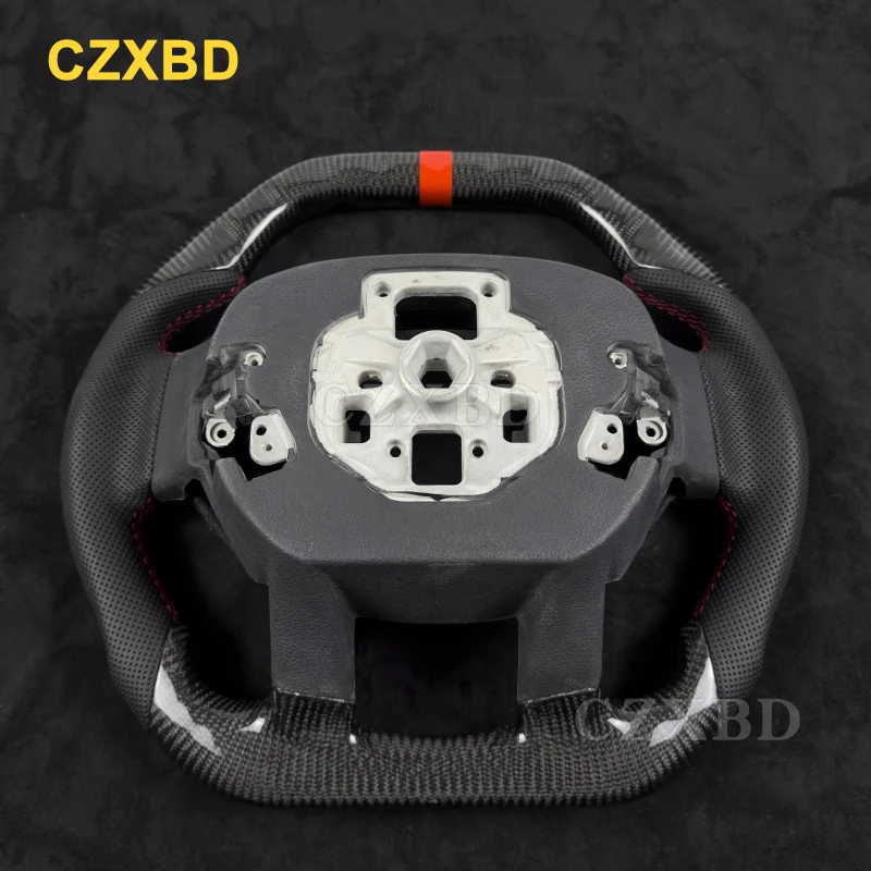 For Ford Ranger Ford Raptor F150 F-150 SVT Real Carbon Fiber Steering Wheel High Quality Leather Flat Shape Customized