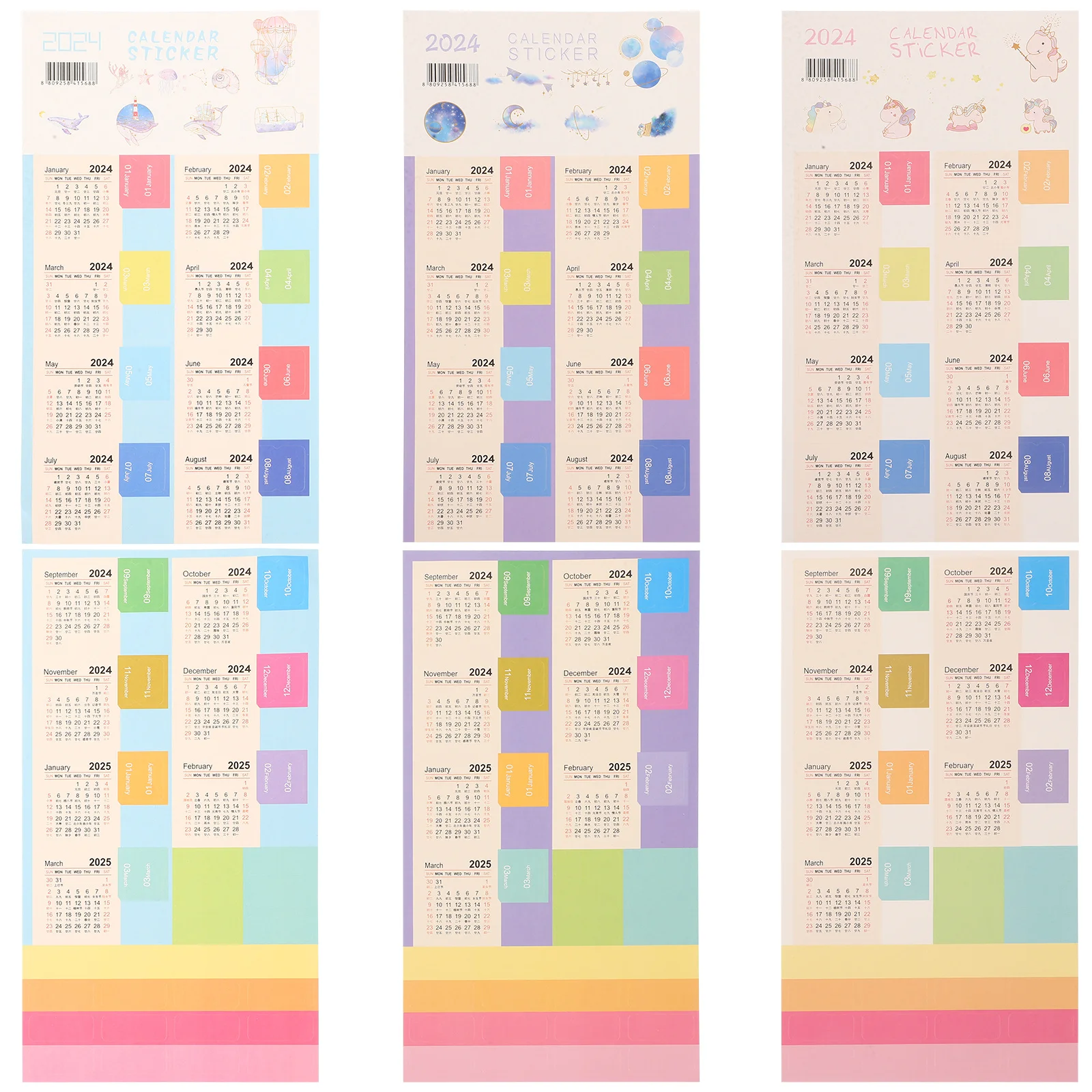9Packs Calendar Stickers Multi-Color Monthly Planner Tabs Bookmark Reading Use Schedule Index Tabs for Notebook