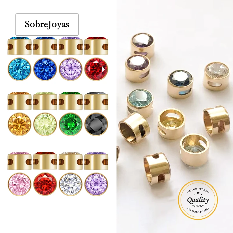 

6 мм 3A CZ безель кулон камень ювелирные изделия 14 К желтое золото заполненное DIY Шарм для ожерелья или браслета