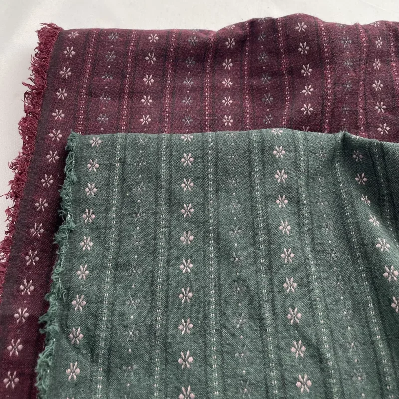 

Vintage striped fabric for blouse dress clothing fabric with handcrafted cotton fabric