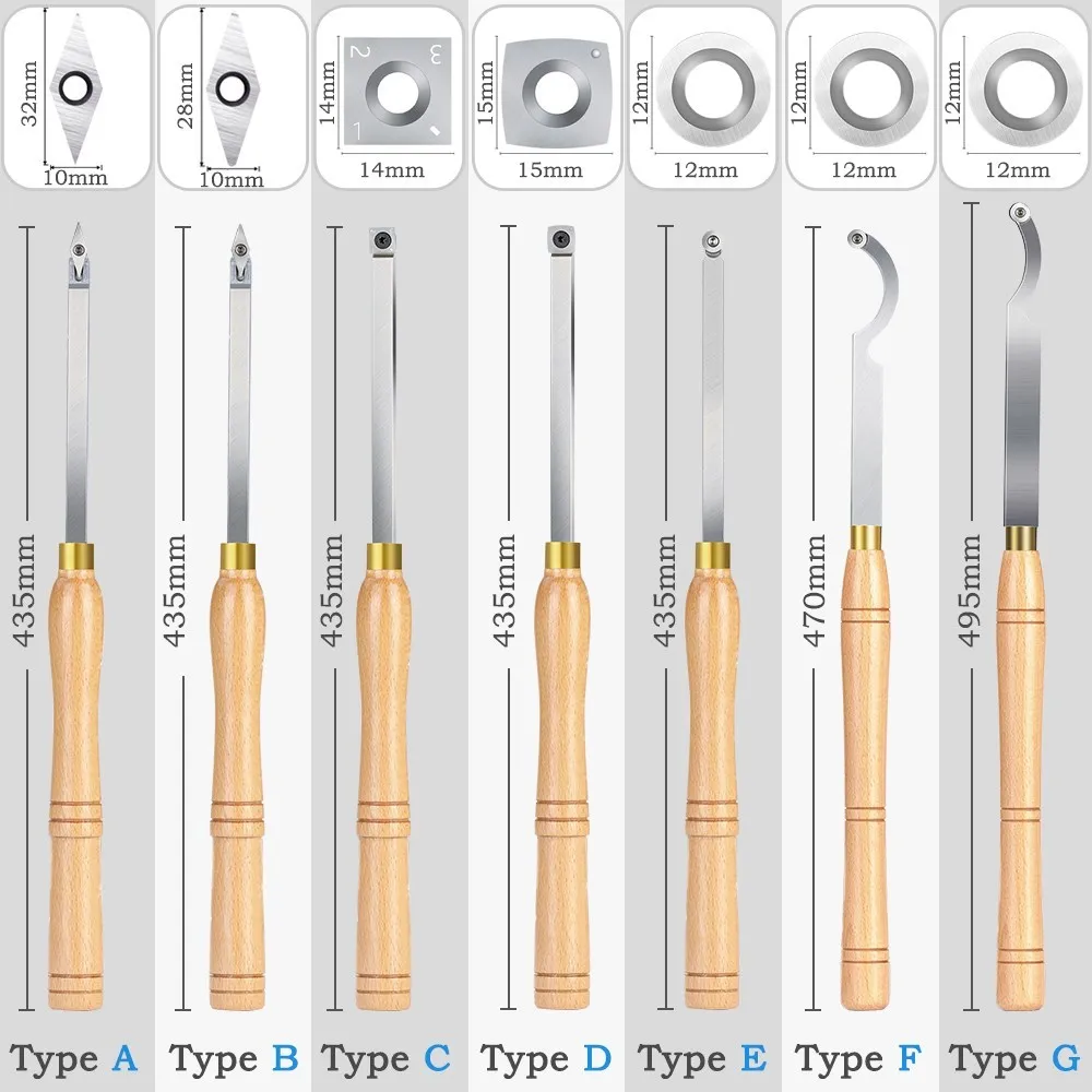 Wood Lathe Turning Tools with Carbide Insert for Woodworking Lathe Rougher Finisher Swan Neck Hollowing Tools