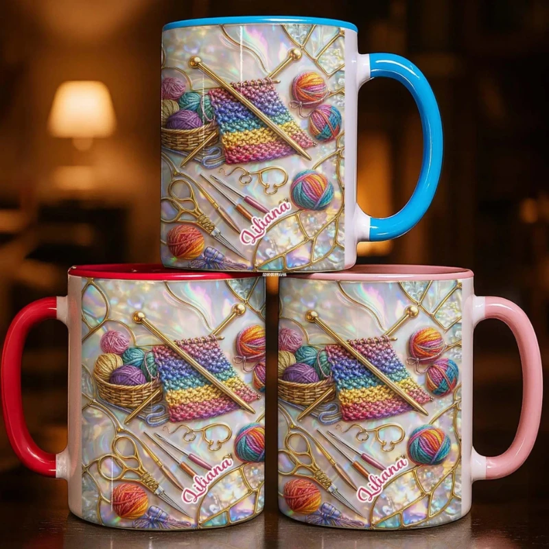 Ideal gift for handicraft enthusiasts, weaving and sewing themed mugs, coffee cups, office and home drinking cups, decorations,