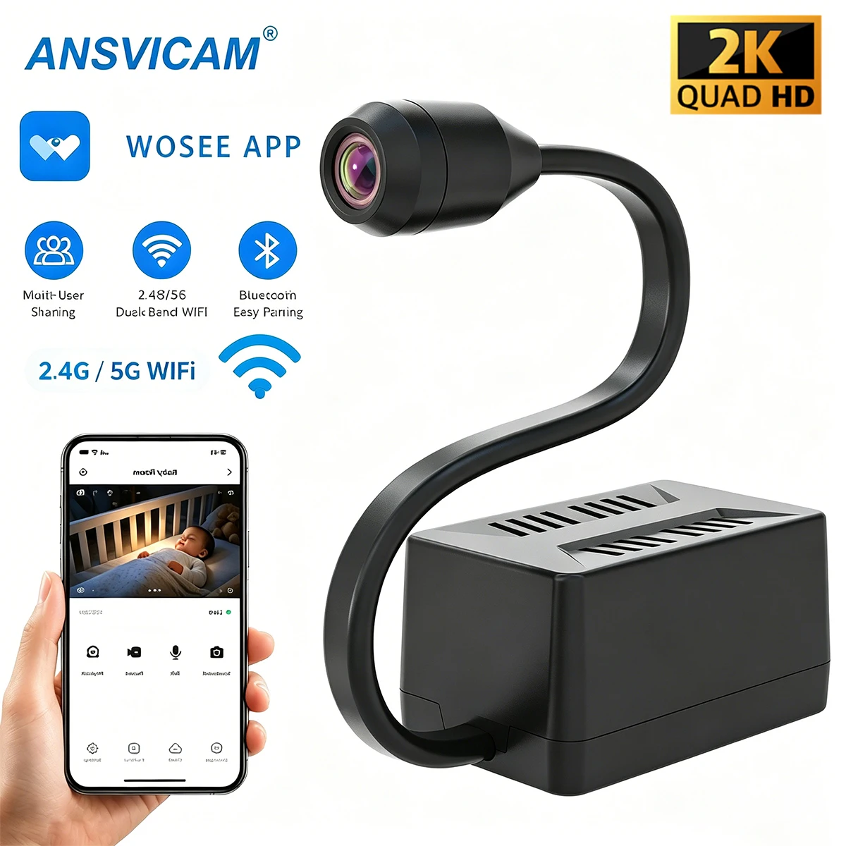 2K 4MP Mini Security Camera - Wireless WiFi Indoor Cam with Motion Detection & Remote View, Video Recorder for Home Surveillance