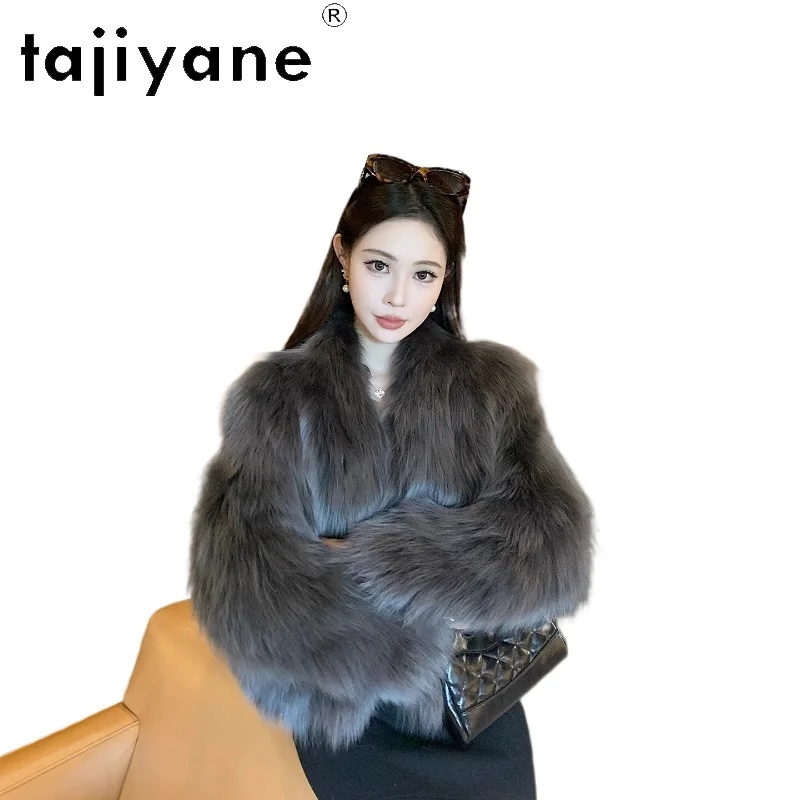 

TAJIYANE 100% Real Fox Belly Fur Coat Daily Streetwear Women Clothing 2025 High Warmth Retention Jacketпуховик женский зимний
