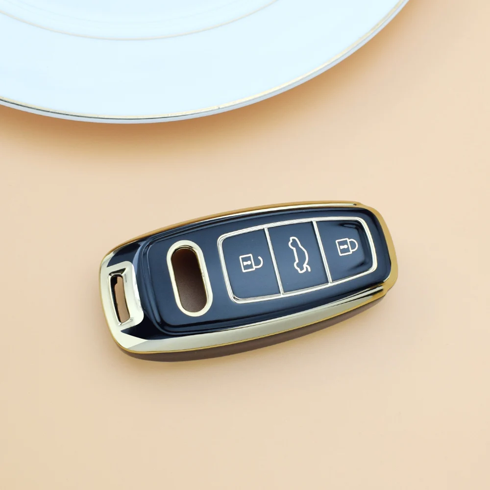 TPU Car Smart Key Case Cover for Audi A3 A4 B9 A6 C8 A7 S7 4K A8 D5 S8 Q7 Q8 SQ8 E-tron Protected Keychain Fob Accessories