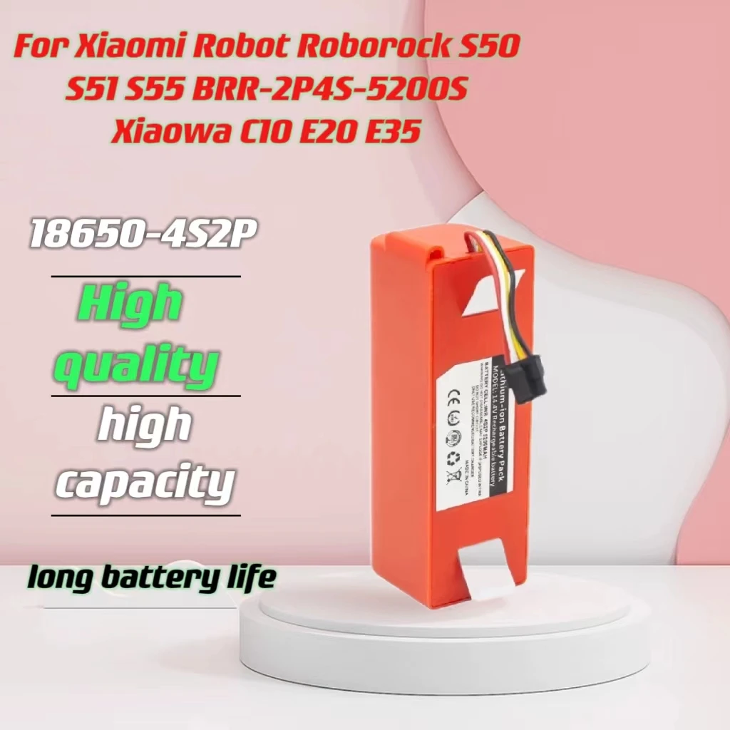 

14.4V Li-ion Battery Robotic Vacuum Cleaner Replacement Battery for Xiaomi Robot Roborock S50 S51 S55 Accessory Spare 7000mah