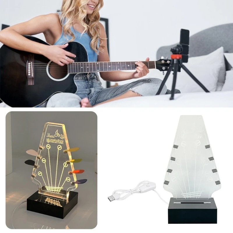 Acrylic Guitar Display Easel Pick Stand Pick Box with Base Guitar Pick Holder A52F