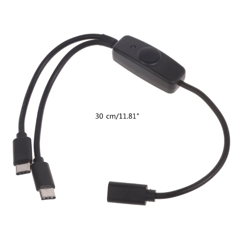 Type C Female to USB C Male Charging Cable with On/Off LED Indicator Charge 2 Devices Simultaneously