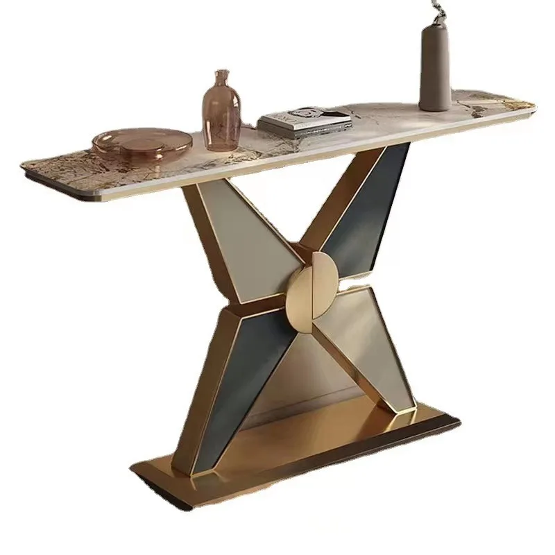 Light luxury entrance table, rock slab entrance table, modern simple living room corridor against the wall, strip case entrance