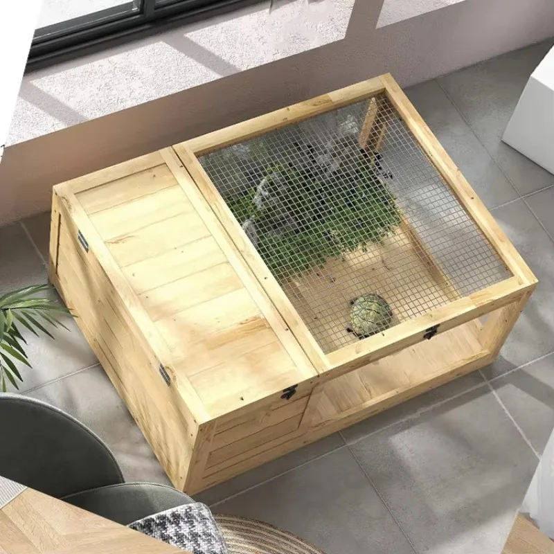 

Large Indoor Wooden Tortoise House Cage with Premium Box Packaging