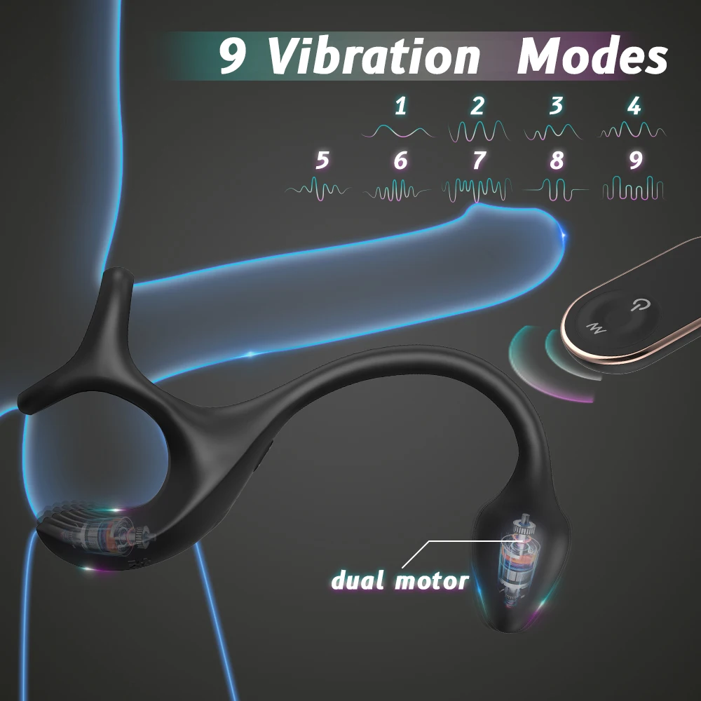 HESEKS Vibrating Penis Cock Ring Traint Stimulator with Bullet Remote Control Anal Butt Plug Prostate Massager  Sex Toy For Men