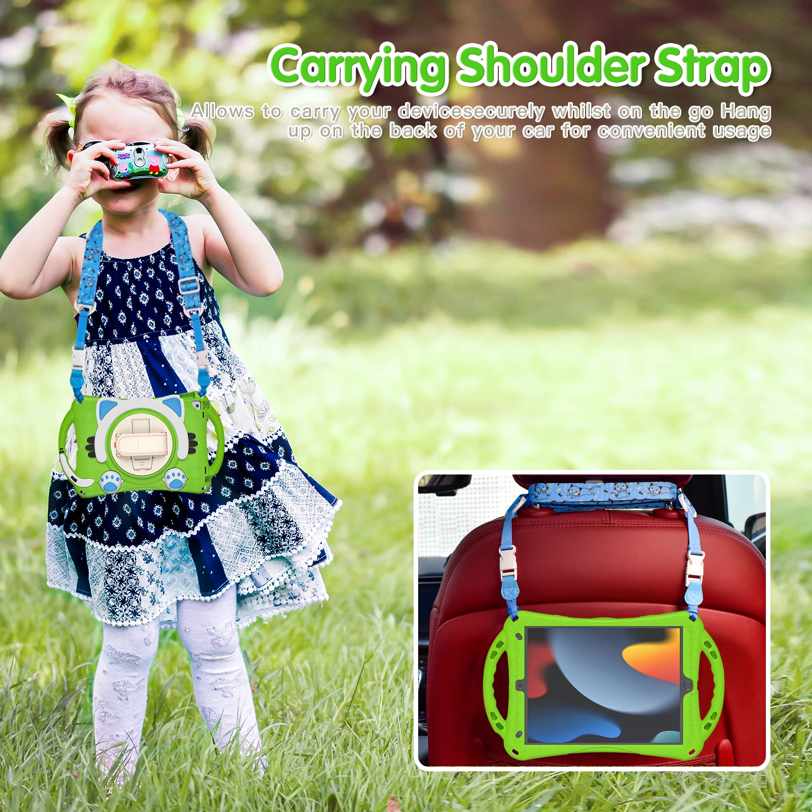 For iPad mini 1 6 5 4 Case Shockproof Kids Tablet Covers For iPad 10 2022 Pro12.9 2018 Air4 9.7 2017 Funda With Shoulder Straps